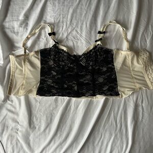 Urban Outfitters Black and Cream Lace Bustier